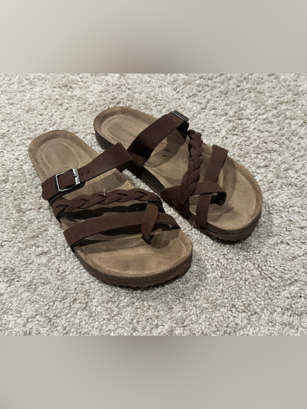 Maurices Brown Braided Strap Slide Sandals